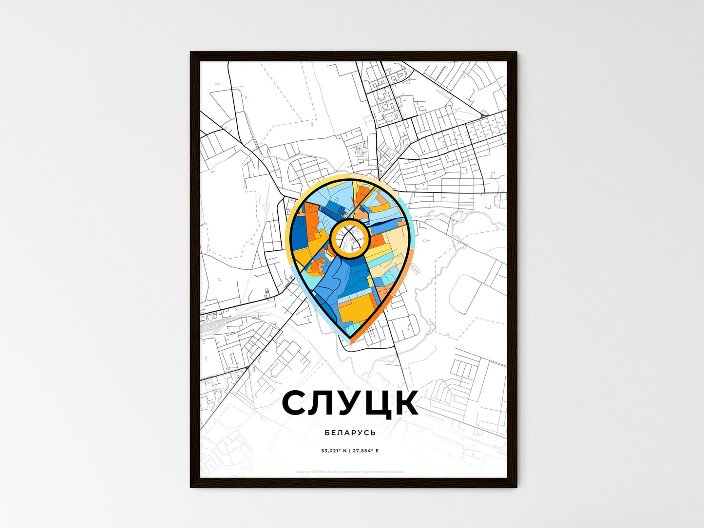 Slutsk Belarus wedding art map with pointer icon