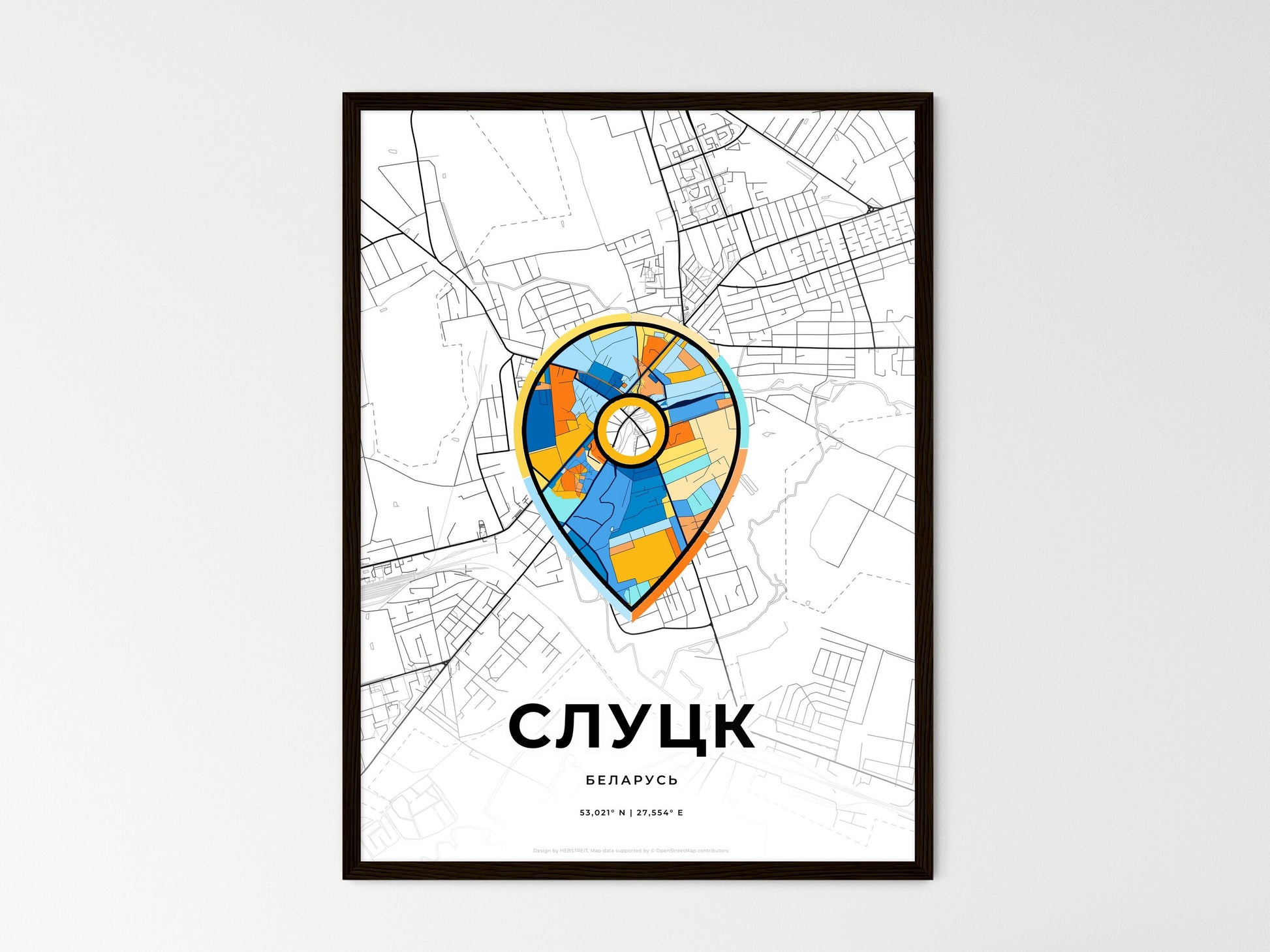 Slutsk Belarus wedding art map with pointer icon