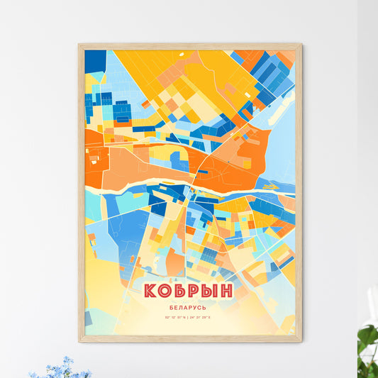 Colorful KOBRYN BELARUS Fine Art Map Blue Orange