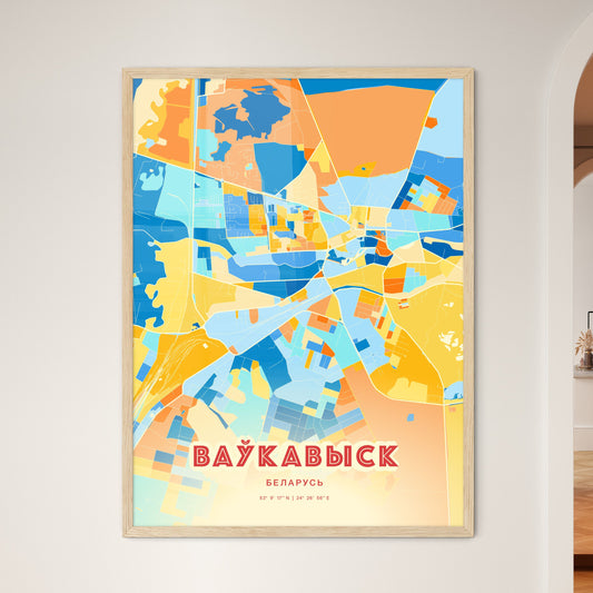 Colorful VAWKAVYSK BELARUS Fine Art Map Blue Orange