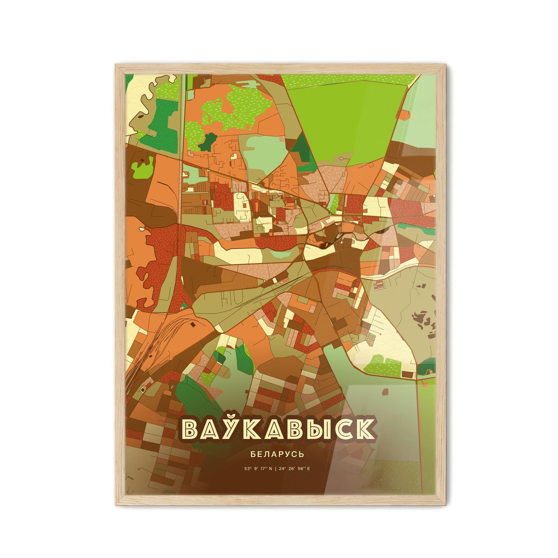 Colorful VAWKAVYSK BELARUS Fine Art Map Farmhouse