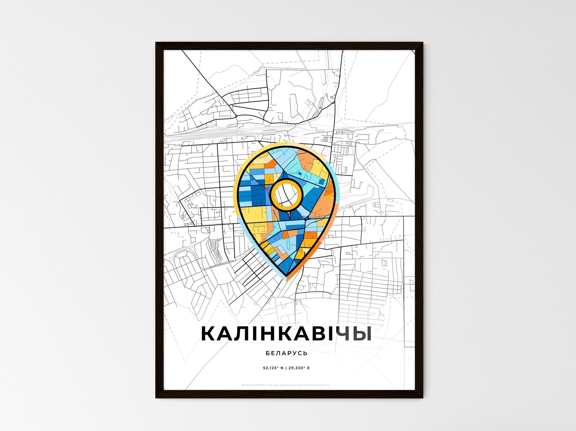 Kalinkavichy Belarus wedding art map with pointer icon