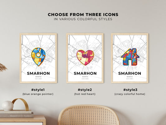 Smarhon Belarus maps with colorful icons