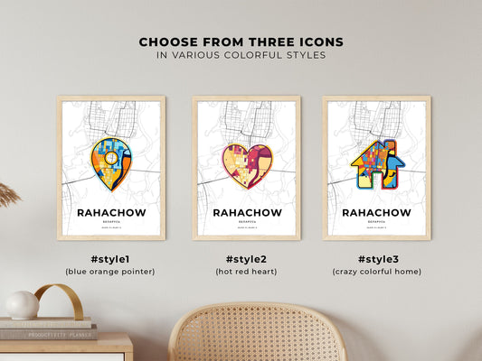 Rahachow Belarus maps with colorful icons