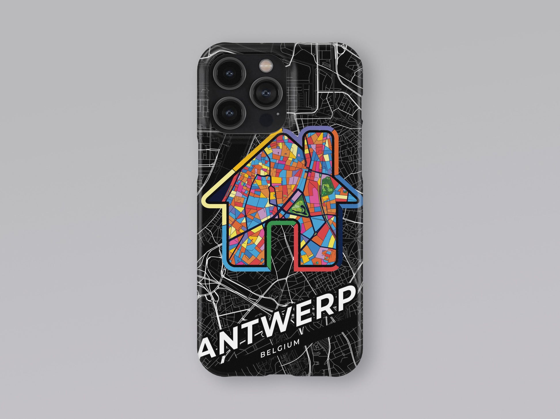 Antwerp Belgium slim phone case with colorful icon. Birthday, wedding or housewarming gift. Couple match cases. 3