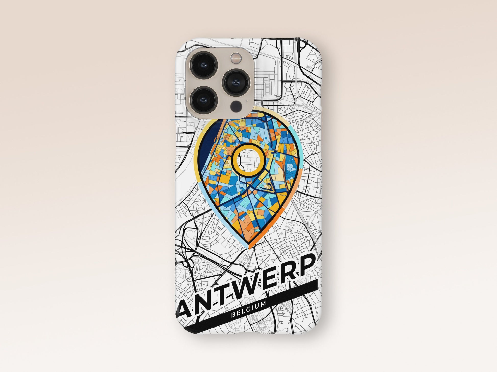 Antwerp Belgium slim phone case with colorful icon. Birthday, wedding or housewarming gift. Couple match cases. 1