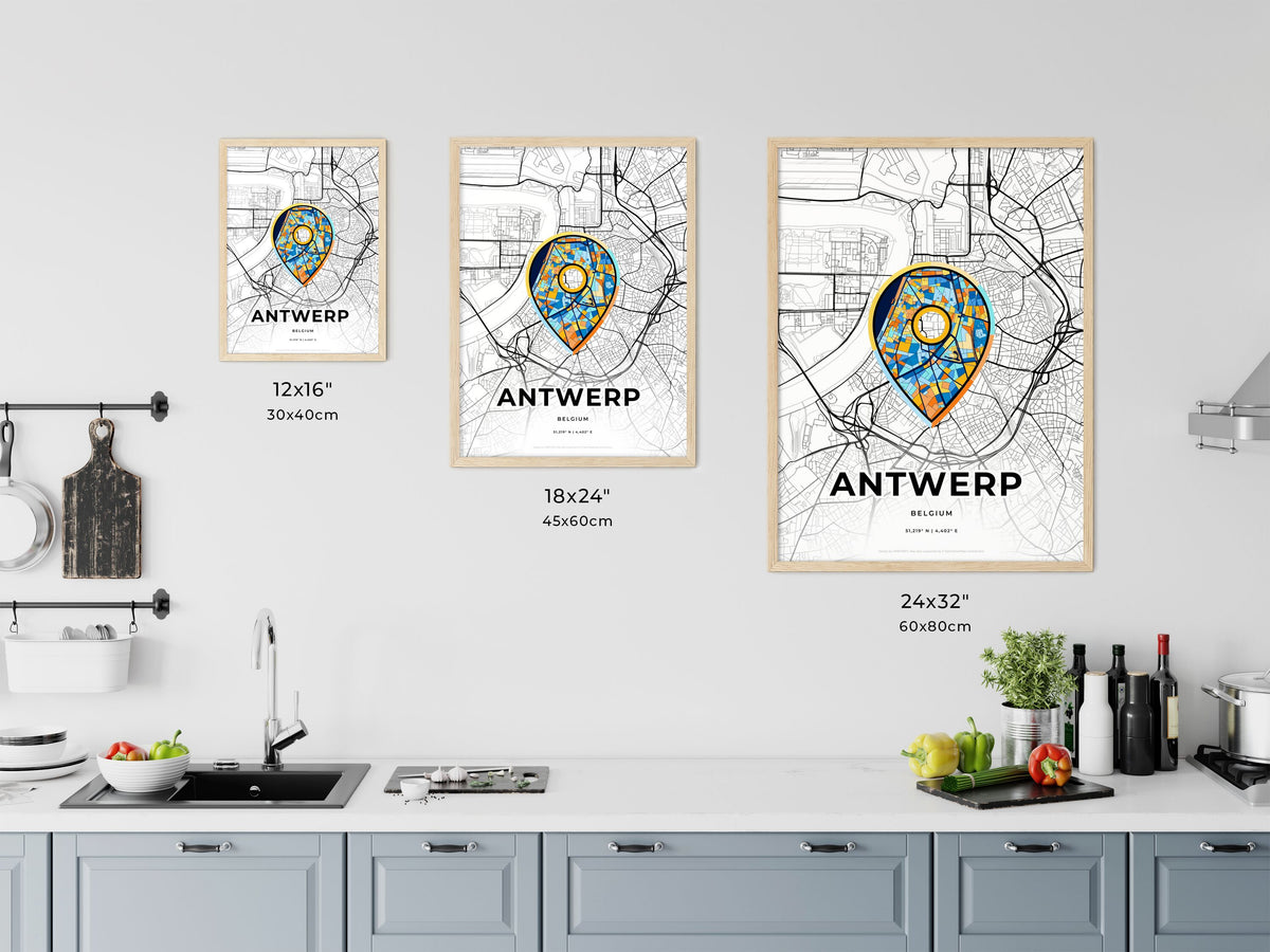 Antwerp Belgium art map size chart