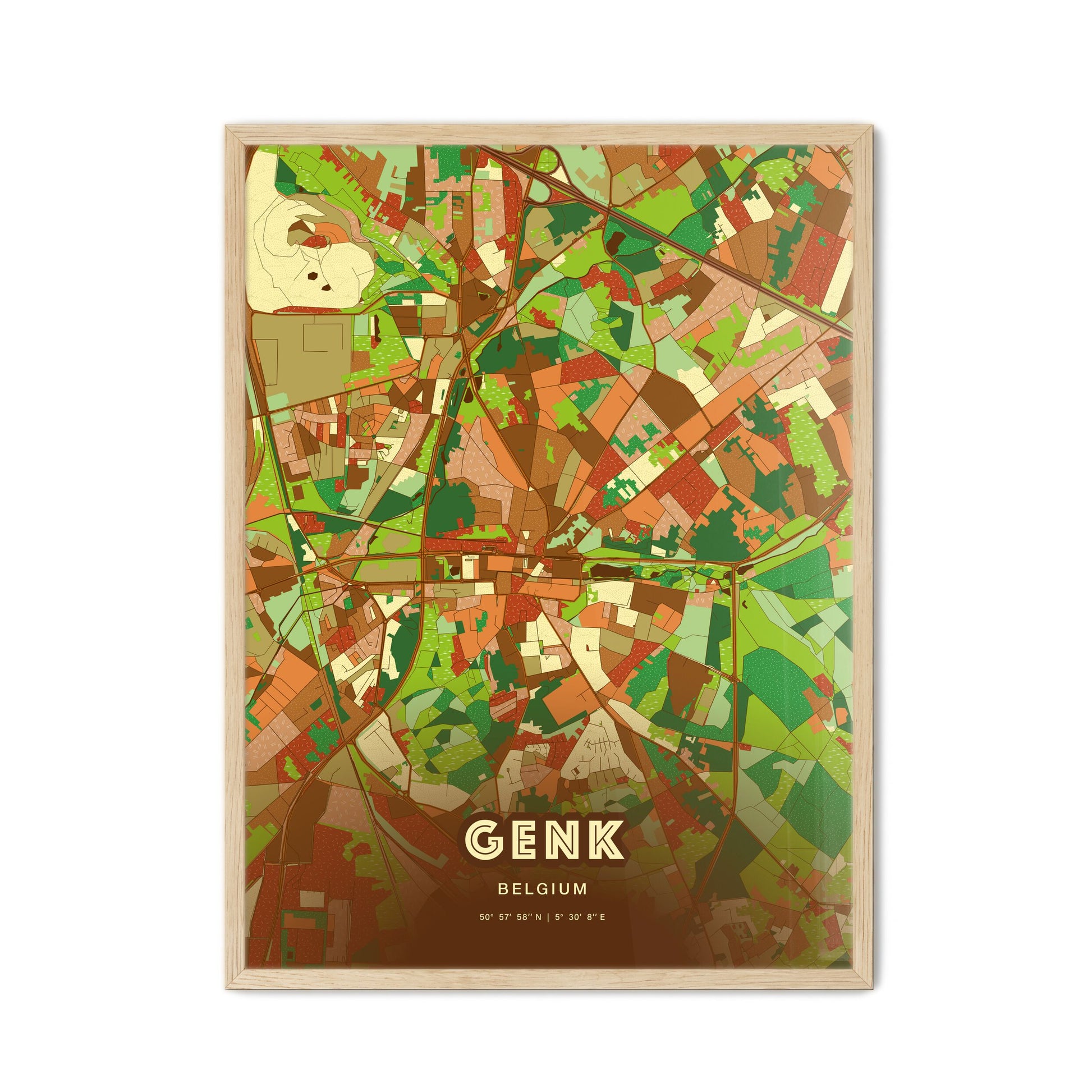 Colorful GENK BELGIUM Fine Art Map Farmhouse