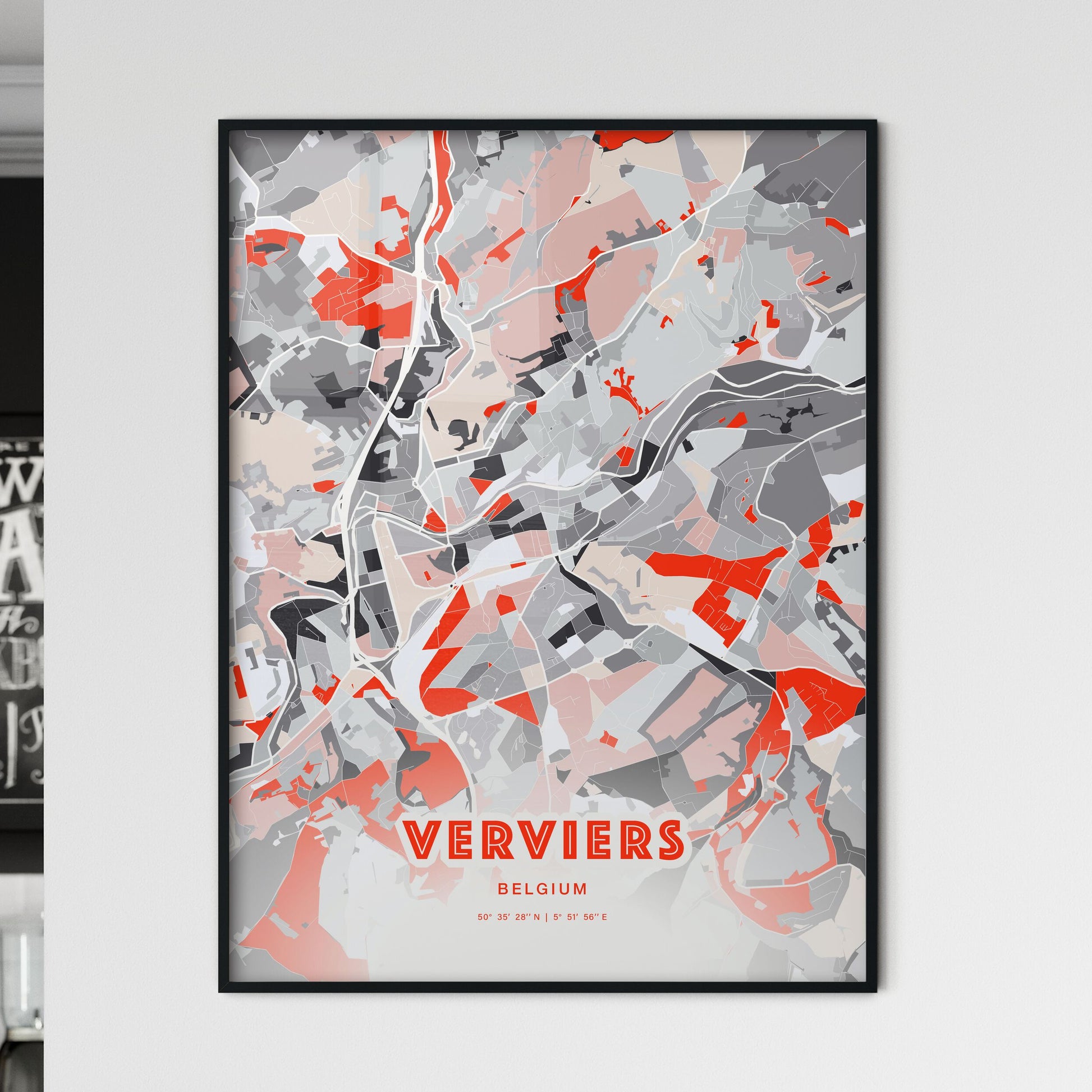 Colorful VERVIERS BELGIUM Fine Art Map Modern