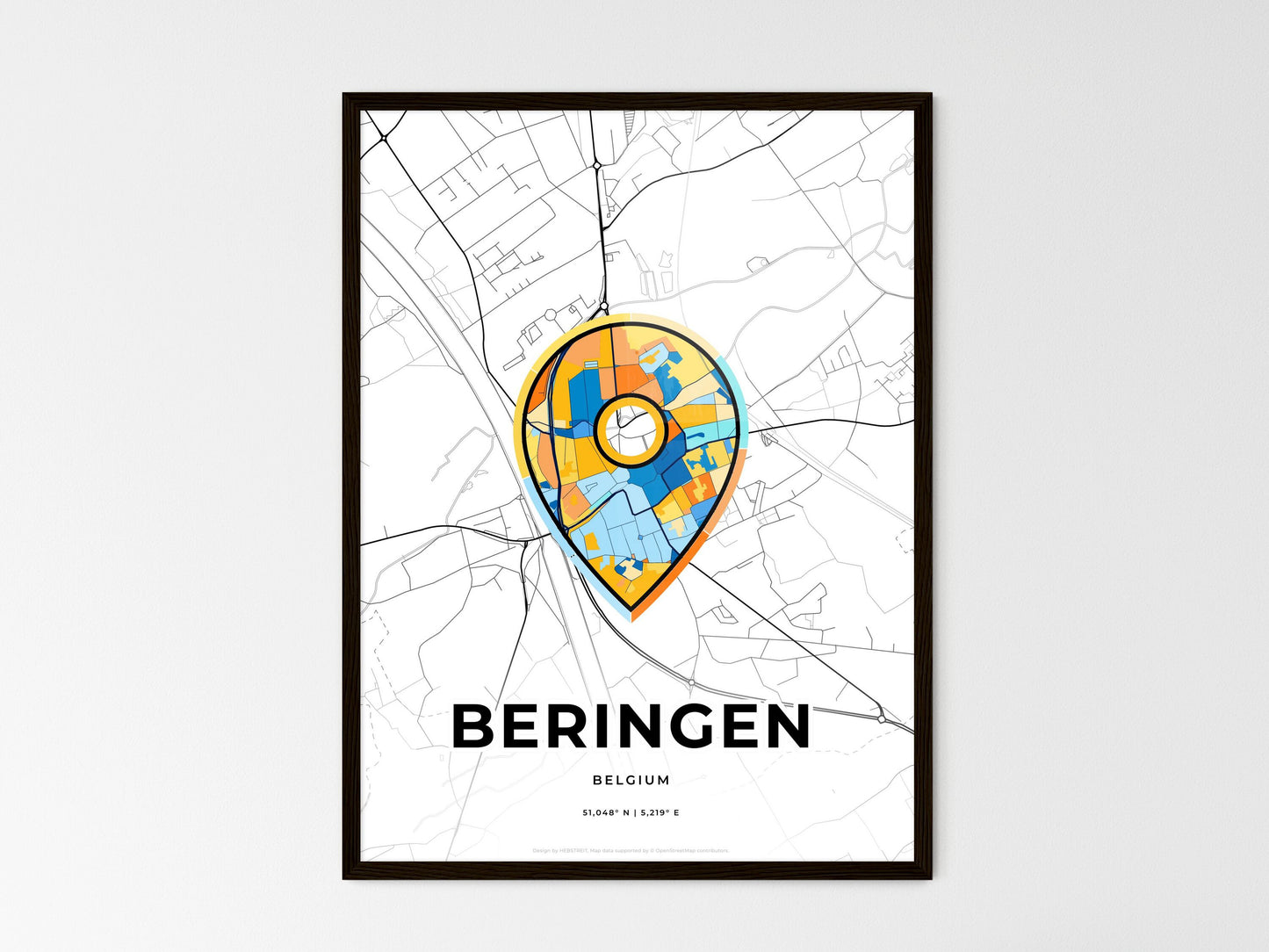 Beringen Belgium wedding art map with pointer icon