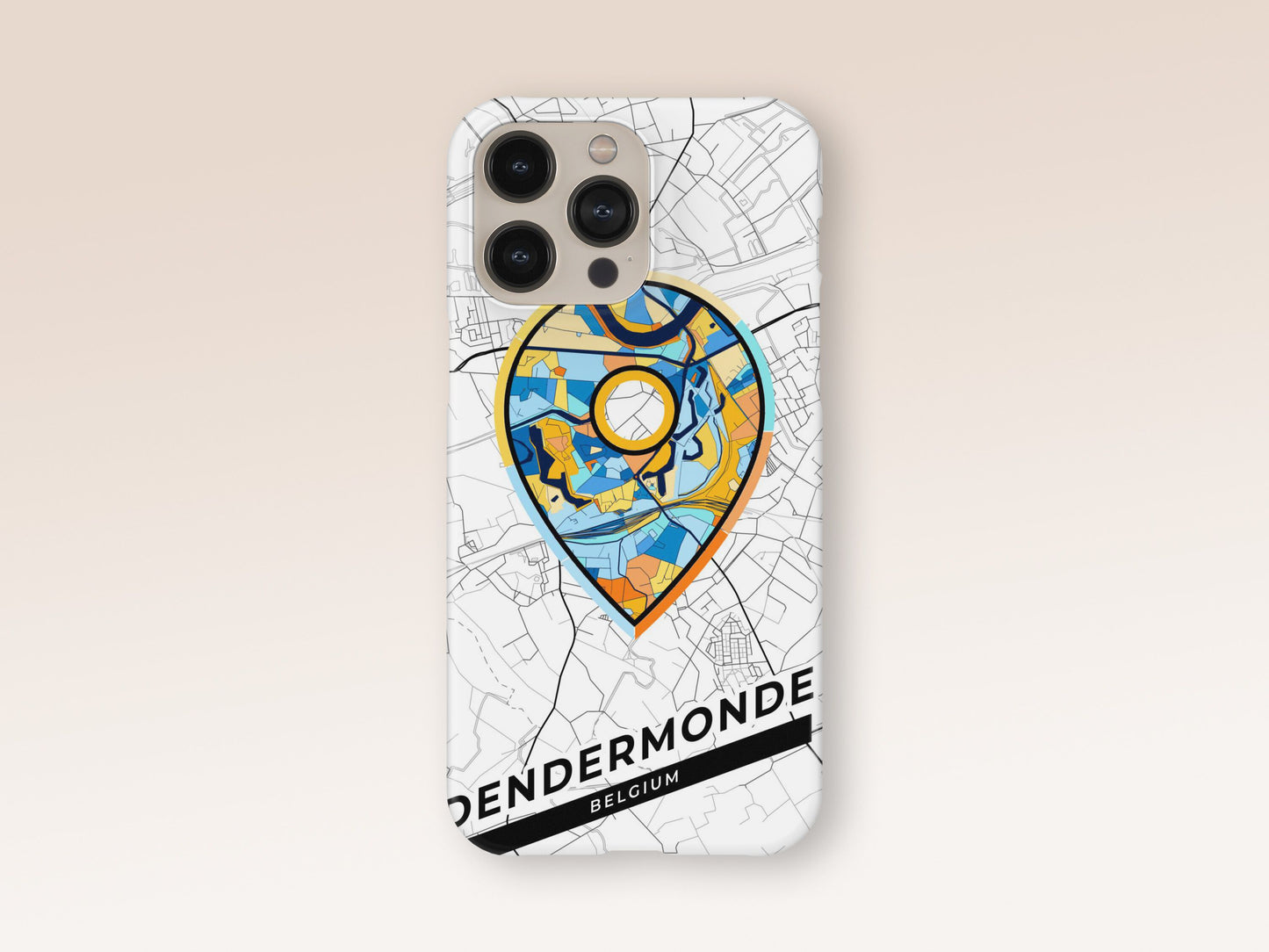 Dendermonde Belgium slim phone case with colorful icon. Birthday, wedding or housewarming gift. Couple match cases. 1
