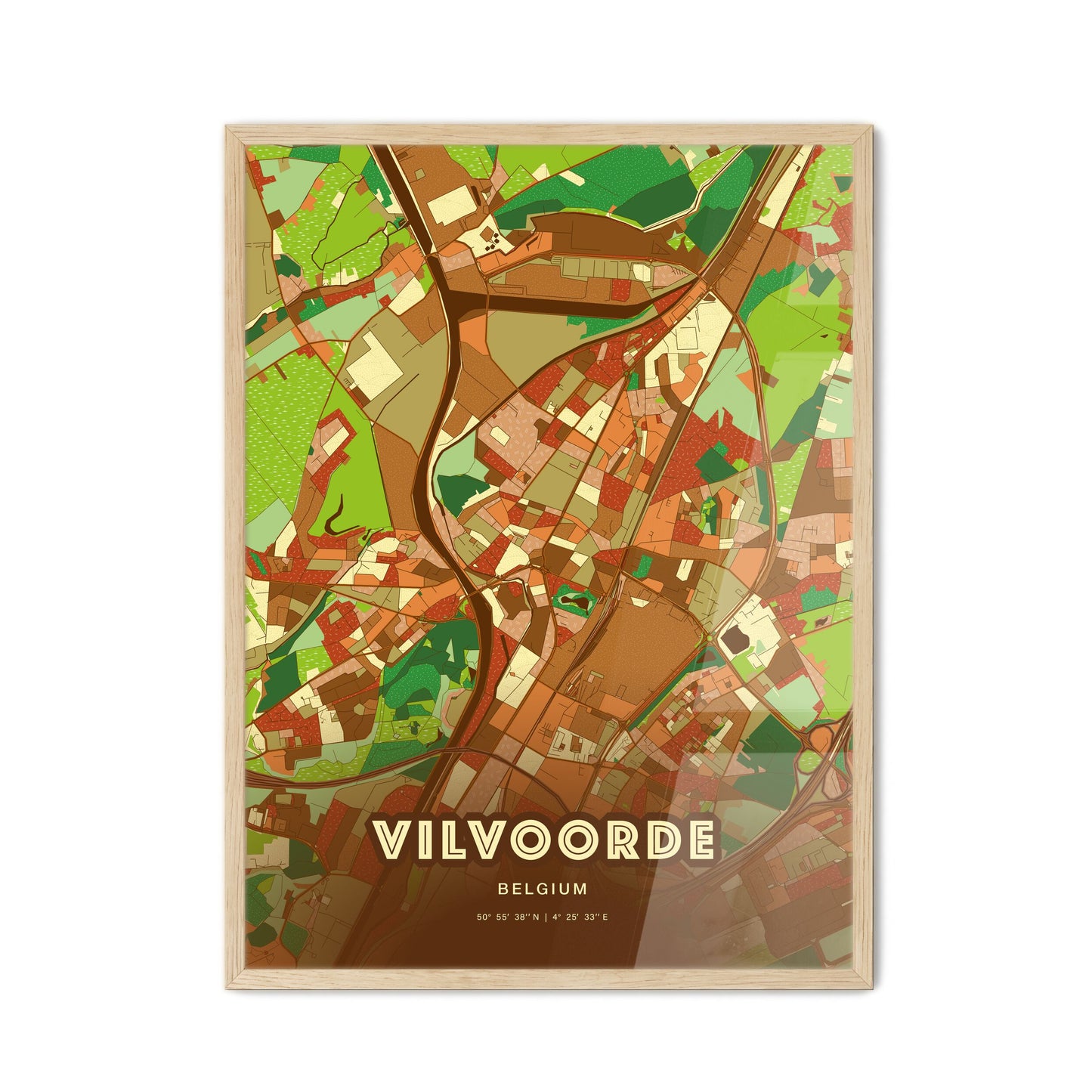 Colorful VILVOORDE BELGIUM Fine Art Map Farmhouse