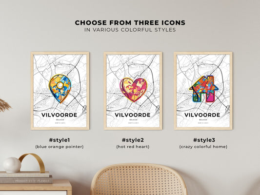 Vilvoorde Belgium maps with colorful icons