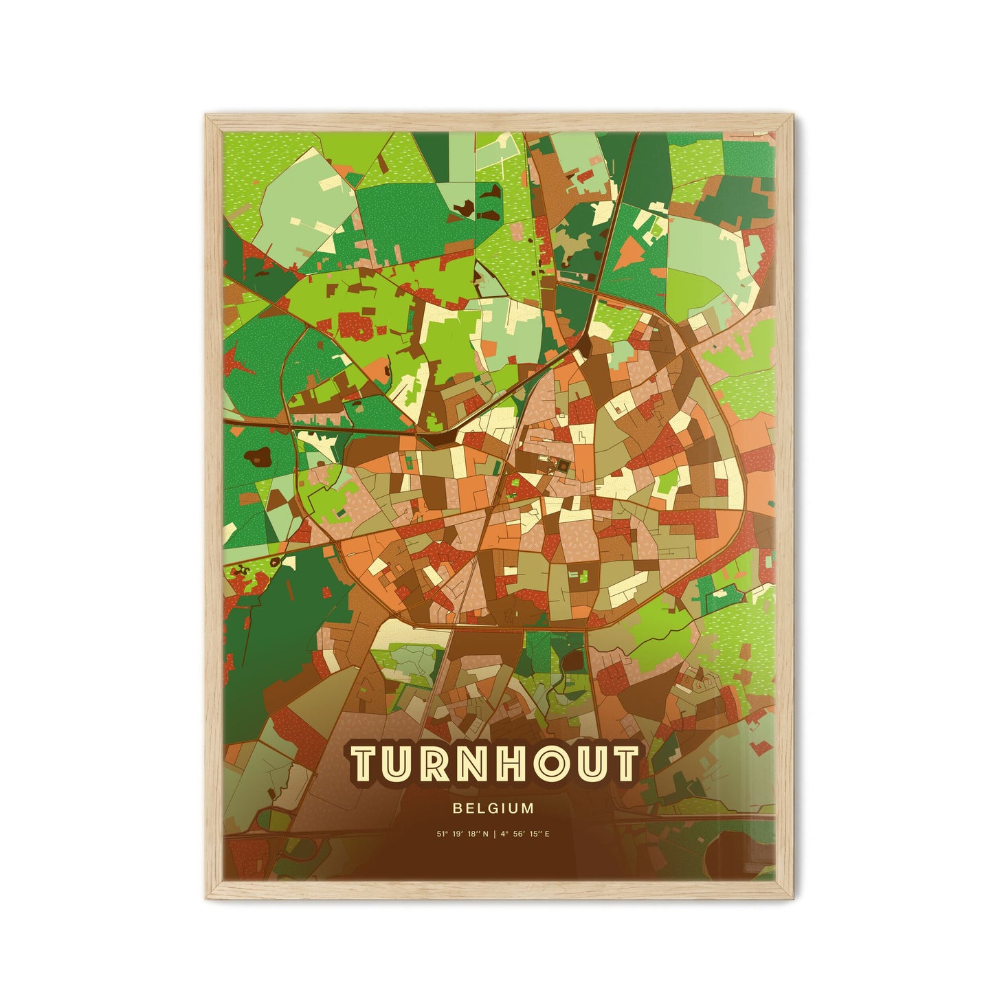 Colorful TURNHOUT BELGIUM Fine Art Map Farmhouse