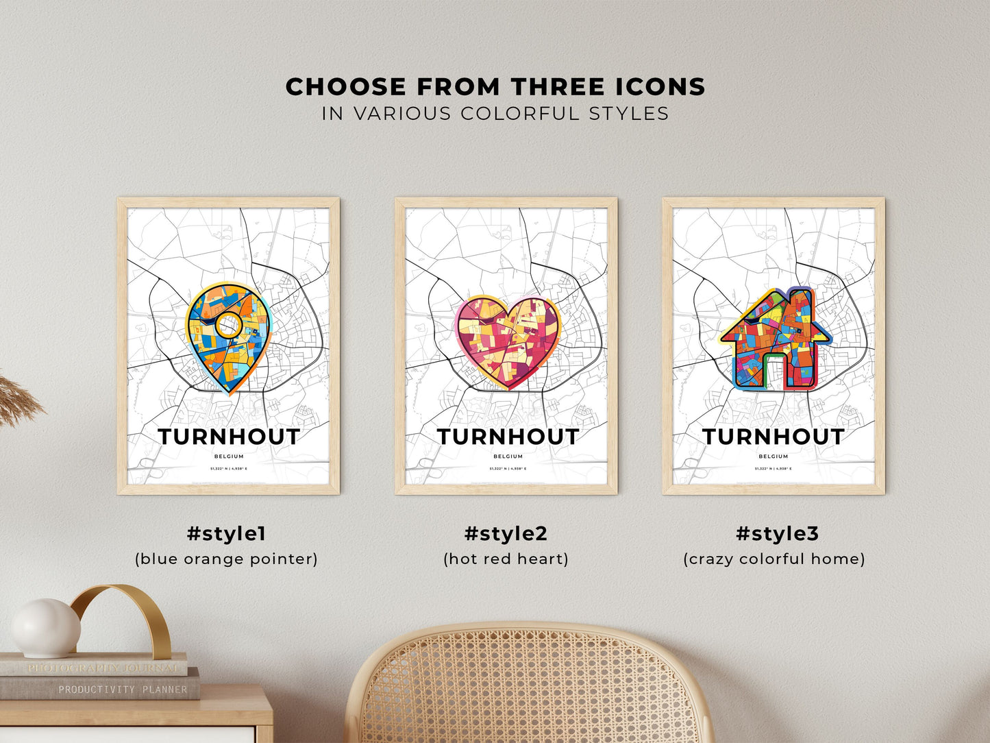 Turnhout Belgium maps with colorful icons