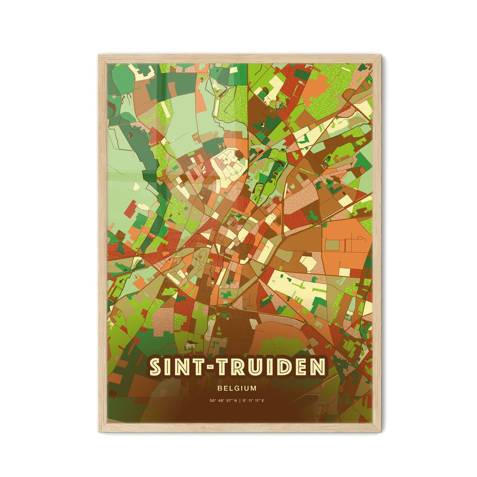 Colorful SINT-TRUIDEN BELGIUM Fine Art Map Farmhouse