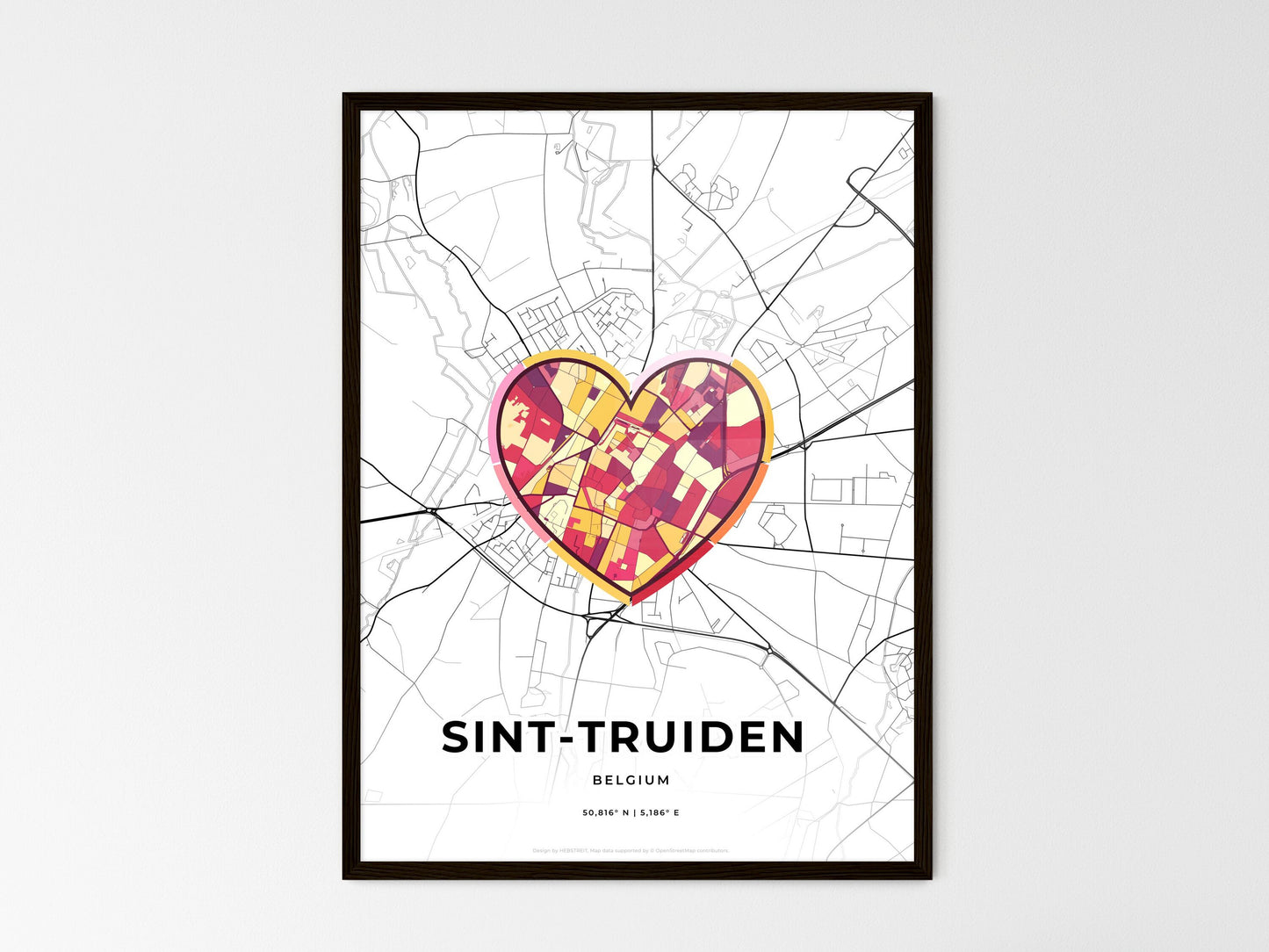 Sint-Truiden Belgium wedding art map with heart icon