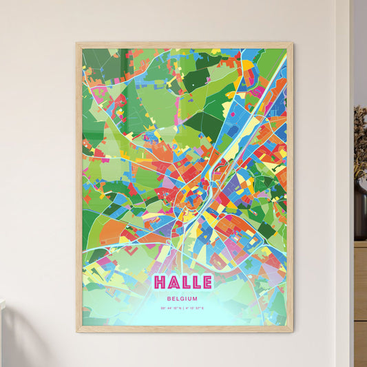 Colorful HALLE BELGIUM Fine Art Map Crazy Colors