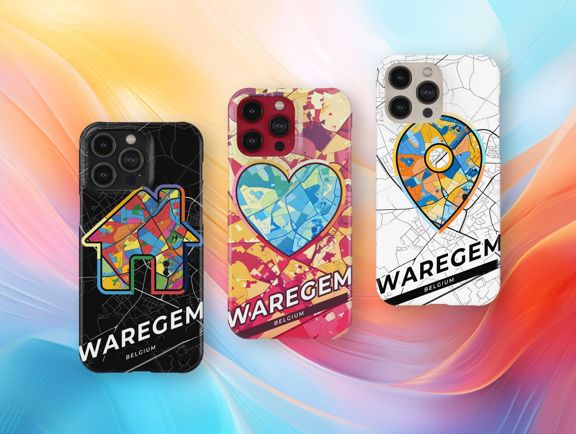 Waregem Belgium slim phone case with colorful icon