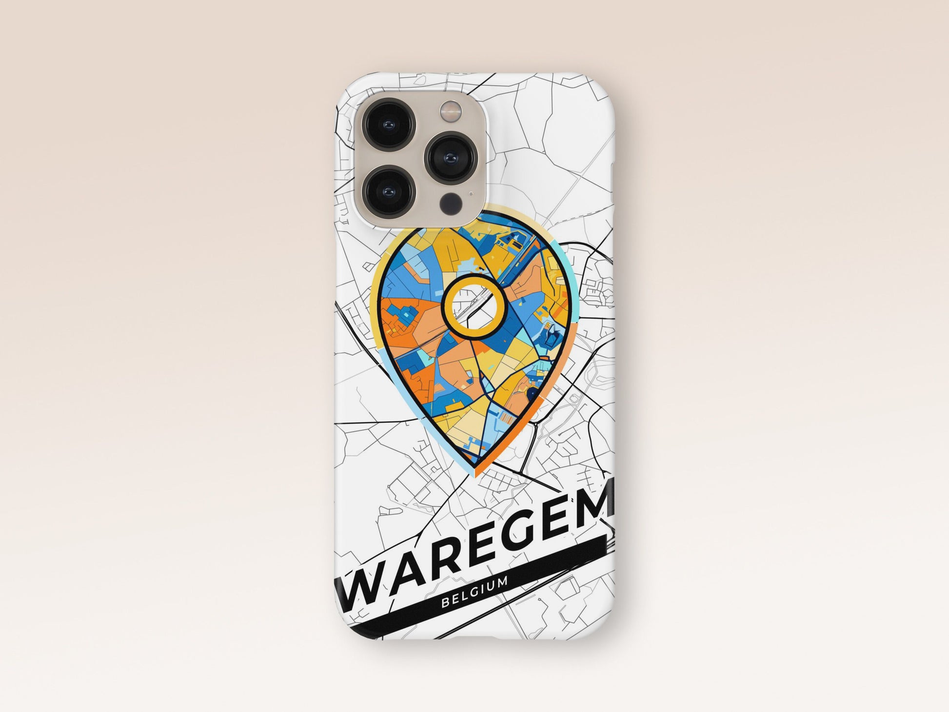 Waregem Belgium slim phone case with colorful icon 1