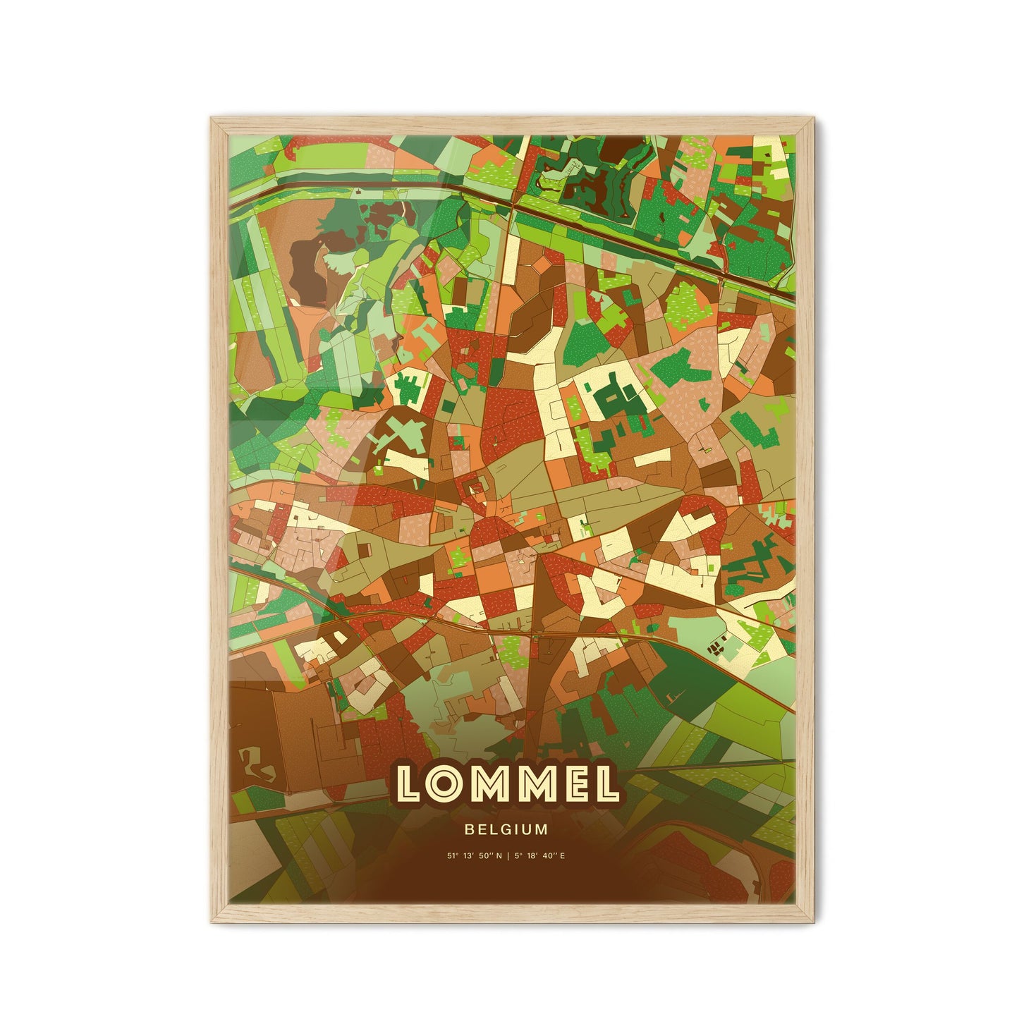 Colorful LOMMEL BELGIUM Fine Art Map Farmhouse