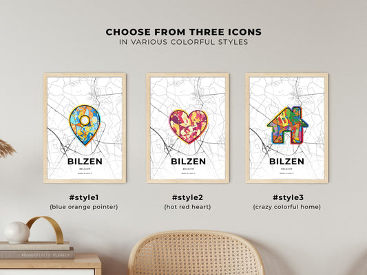 Bilzen Belgium maps with colorful icons