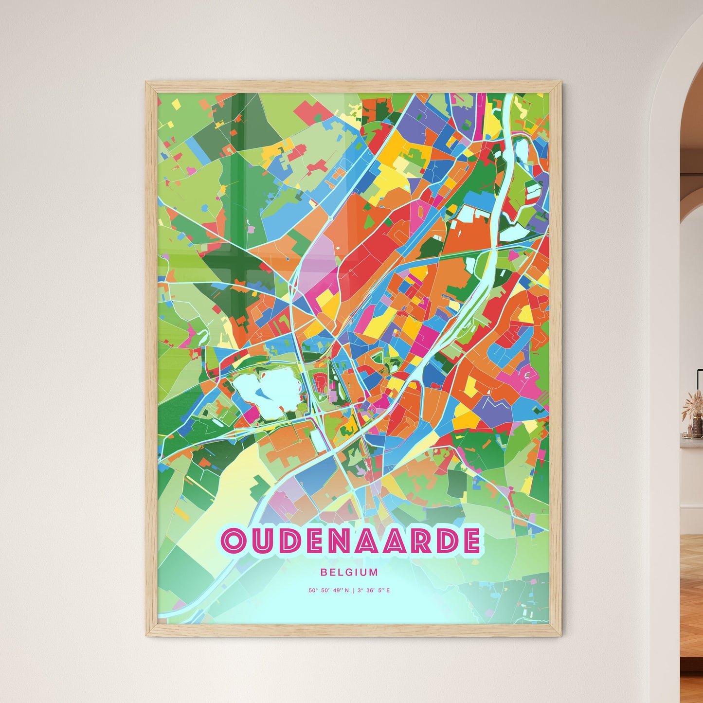 Colorful OUDENAARDE BELGIUM Fine Art Map Crazy Colors