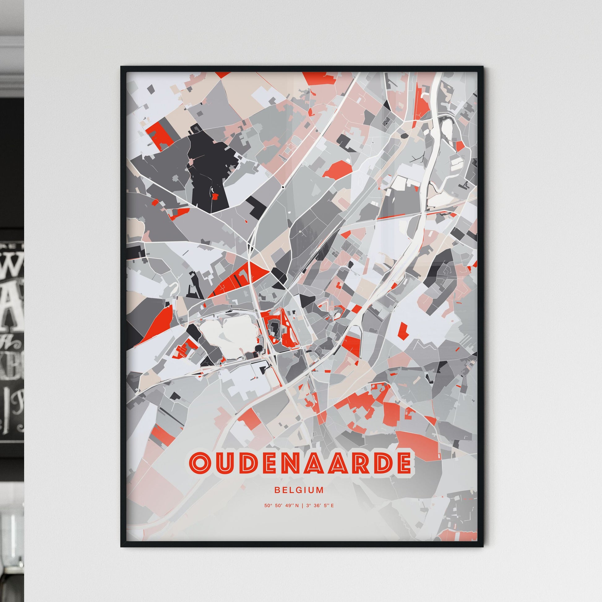 Colorful OUDENAARDE BELGIUM Fine Art Map Modern