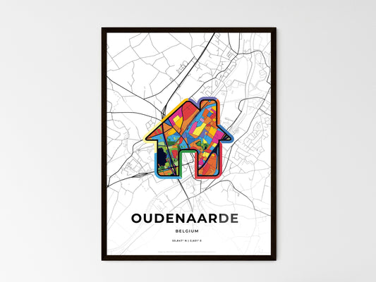 Oudenaarde Belgium wedding art map with home icon
