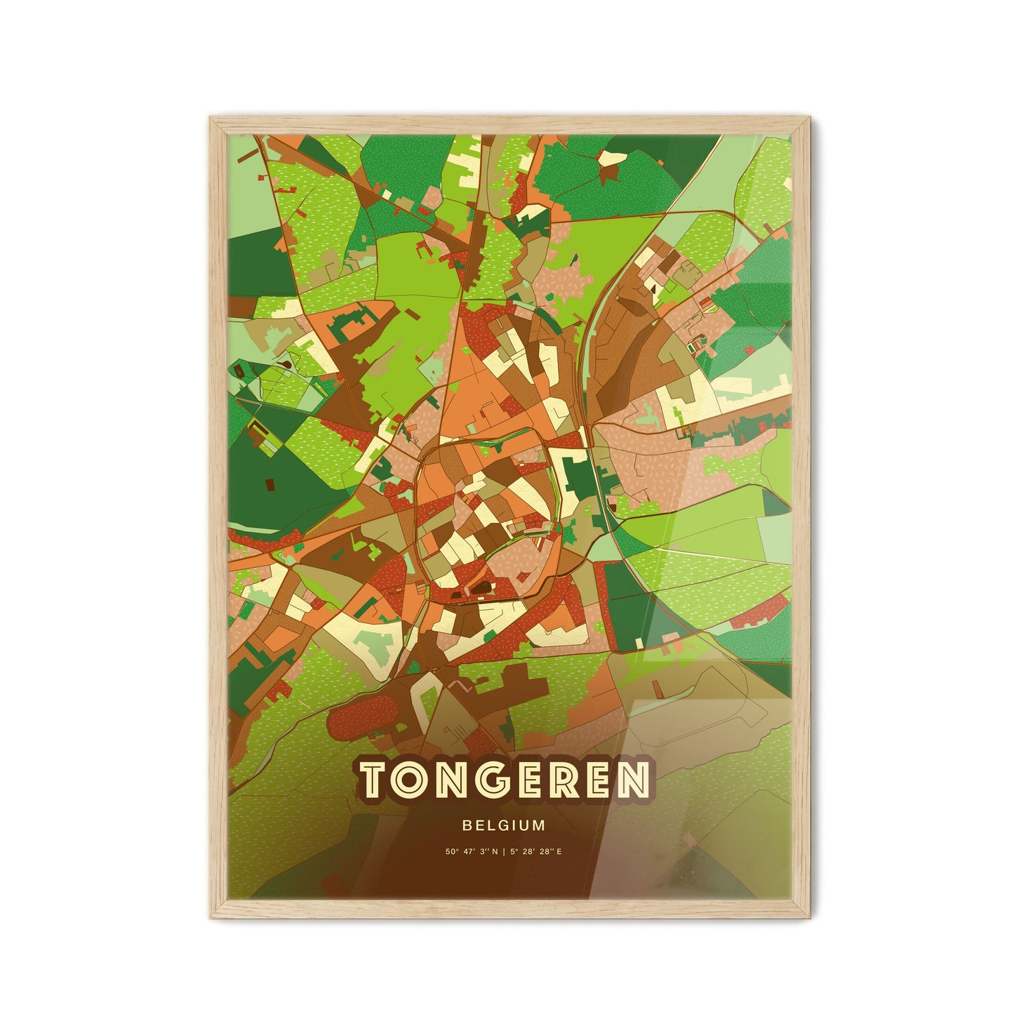 Colorful TONGEREN BELGIUM Fine Art Map Farmhouse