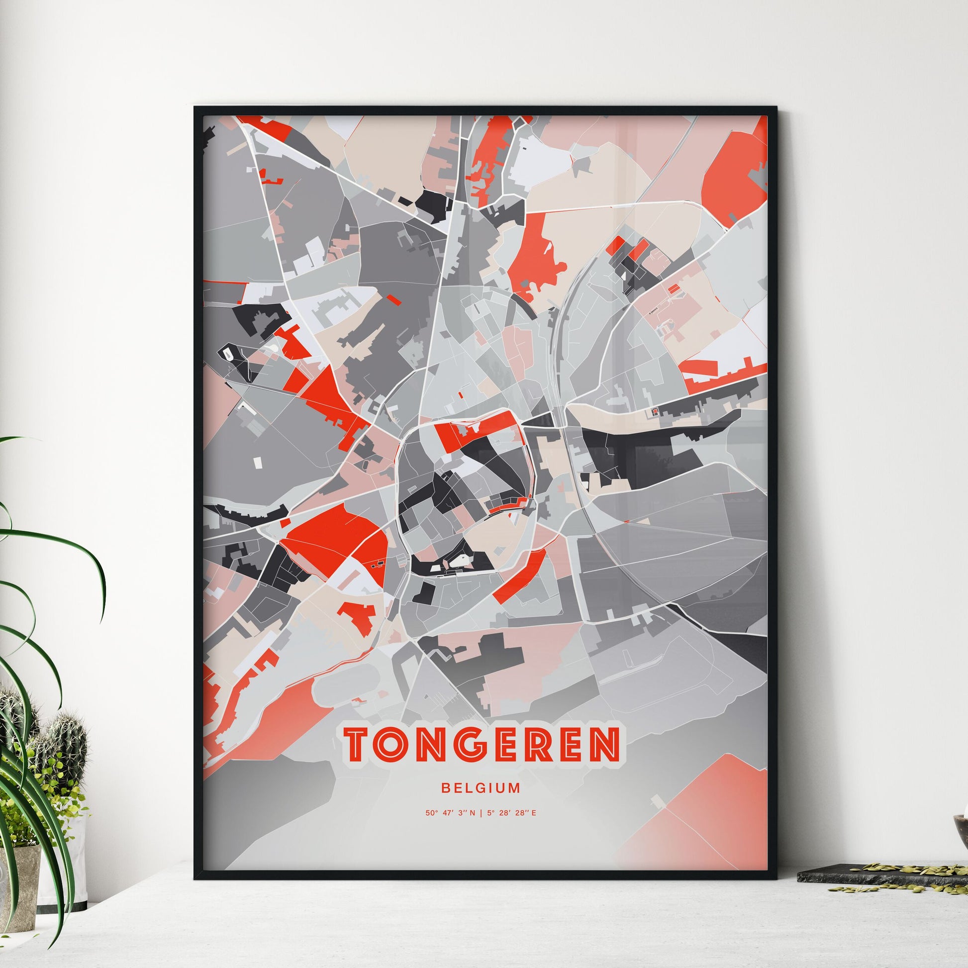 Colorful TONGEREN BELGIUM Fine Art Map Modern