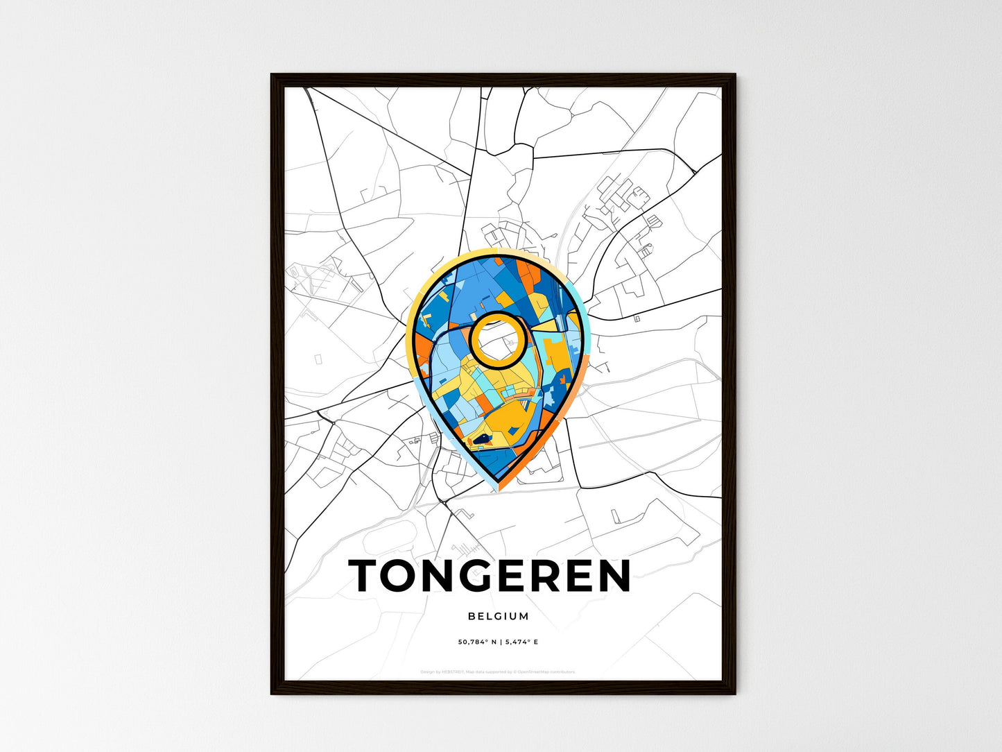 Tongeren Belgium wedding art map with pointer icon