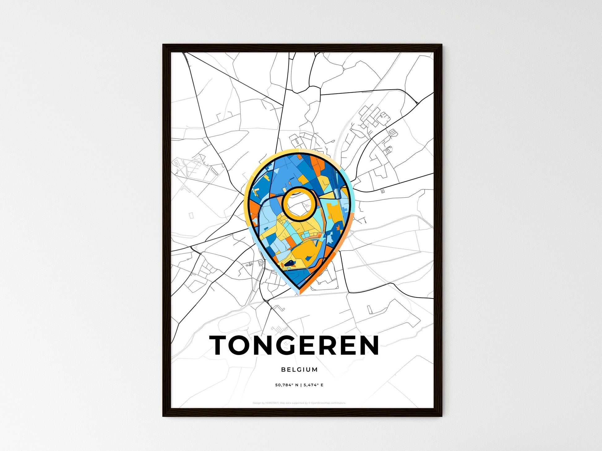 Tongeren Belgium wedding art map with pointer icon