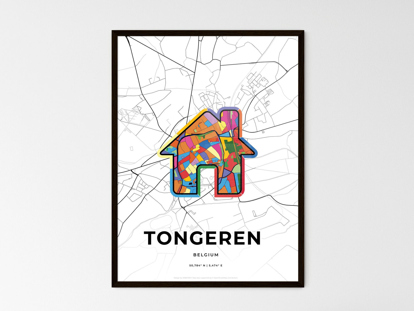 Tongeren Belgium wedding art map with home icon