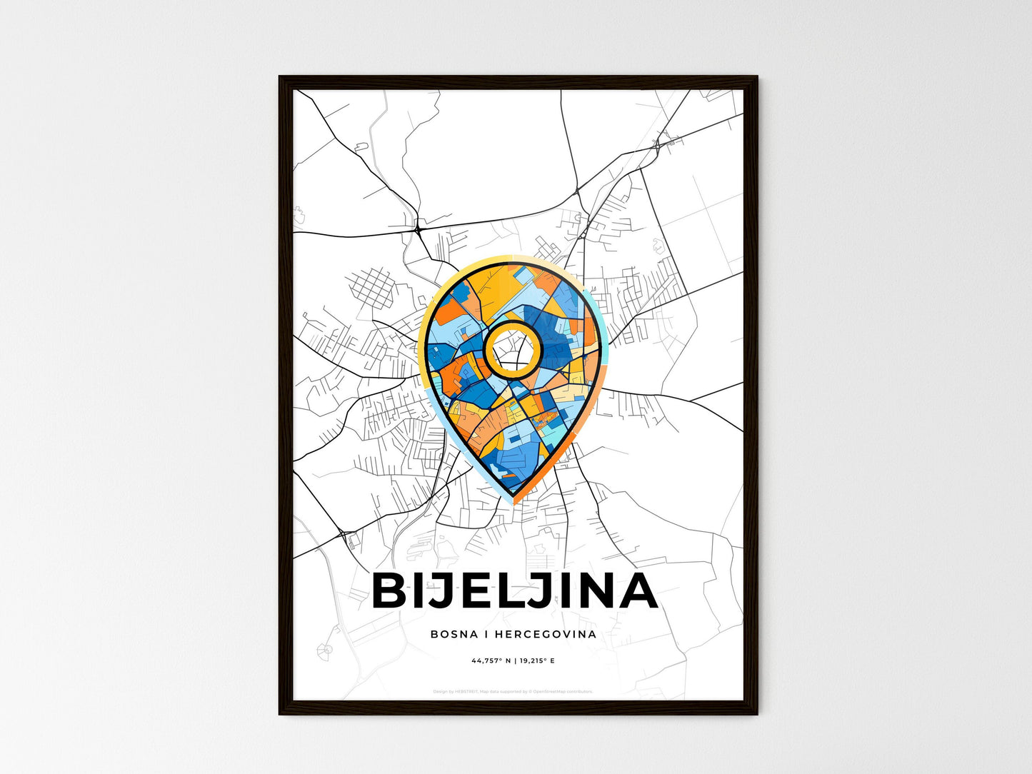 Bijeljina Bosnia And Herzegovina wedding art map with pointer icon