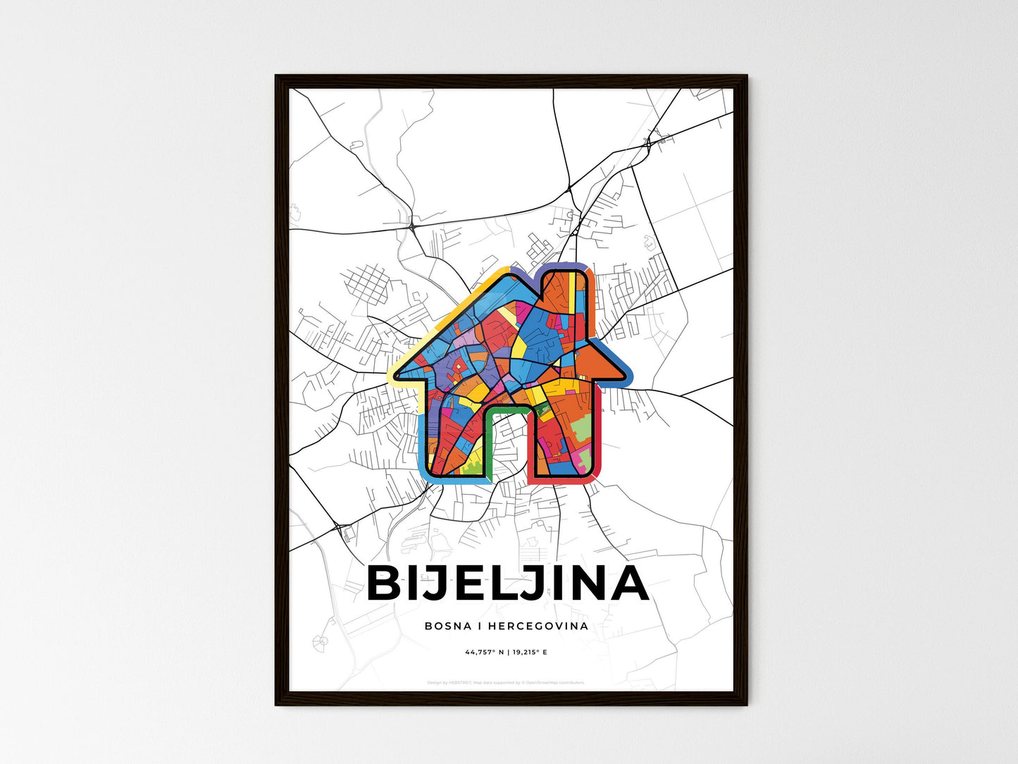 Bijeljina Bosnia And Herzegovina wedding art map with home icon