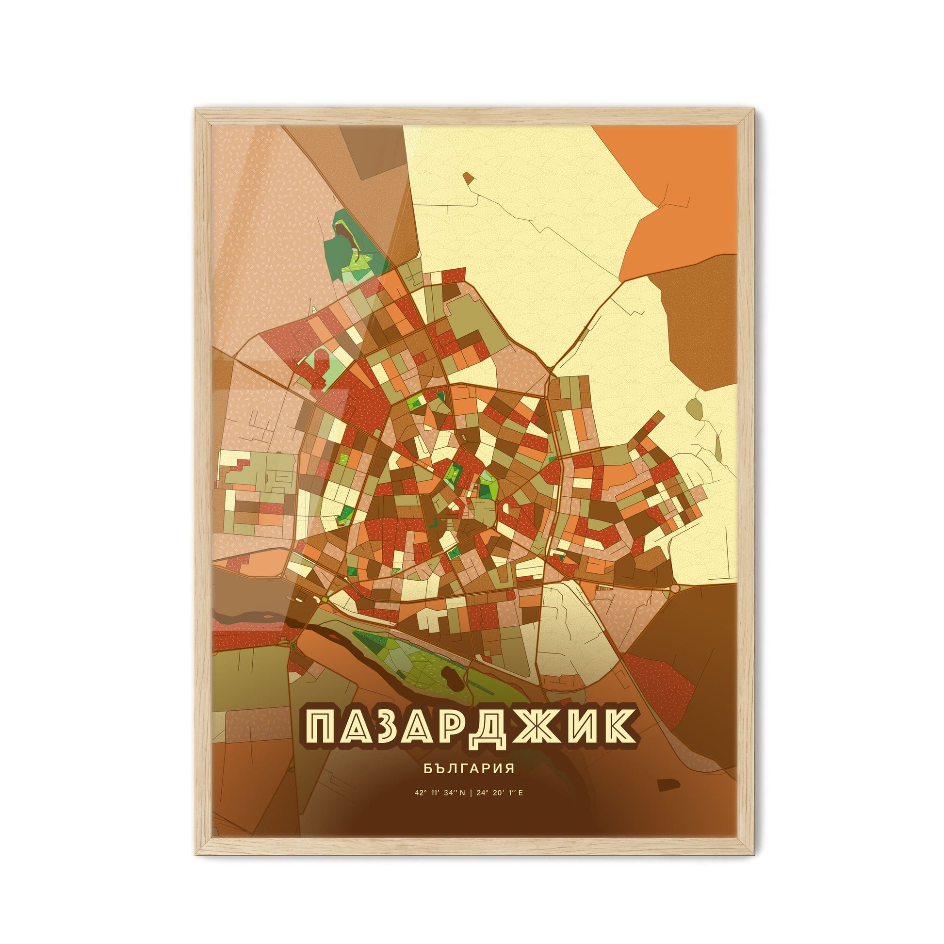 Colorful PAZARDZHIK BULGARIA Fine Art Map Farmhouse