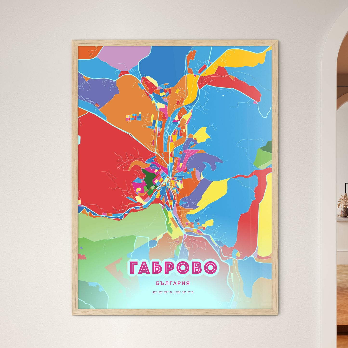 Colorful GABROVO BULGARIA Fine Art Map Crazy Colors