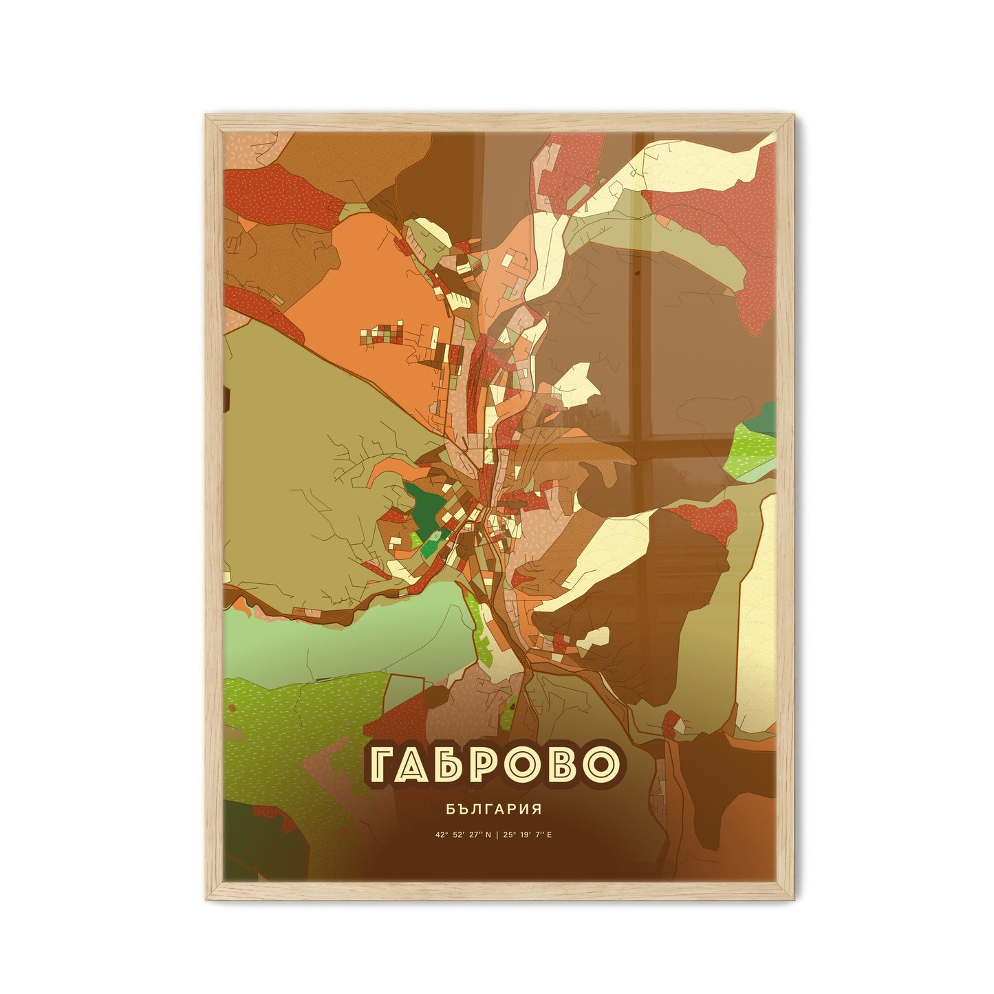 Colorful GABROVO BULGARIA Fine Art Map Farmhouse