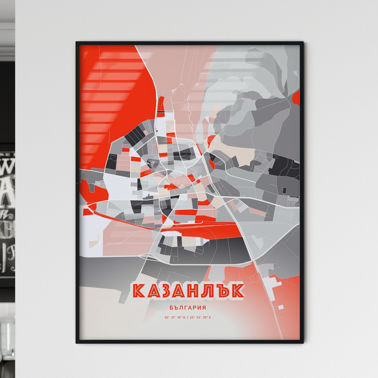 Colorful KAZANLAK BULGARIA Fine Art Map Modern