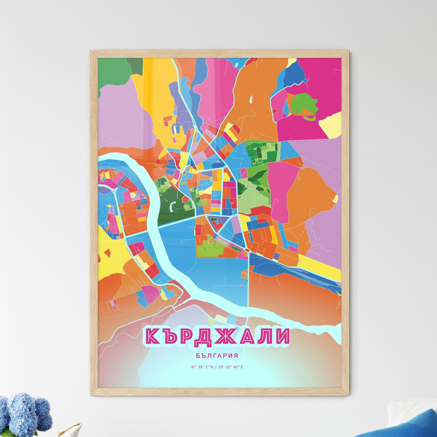 Colorful KARDZHALI BULGARIA Fine Art Map Crazy Colors