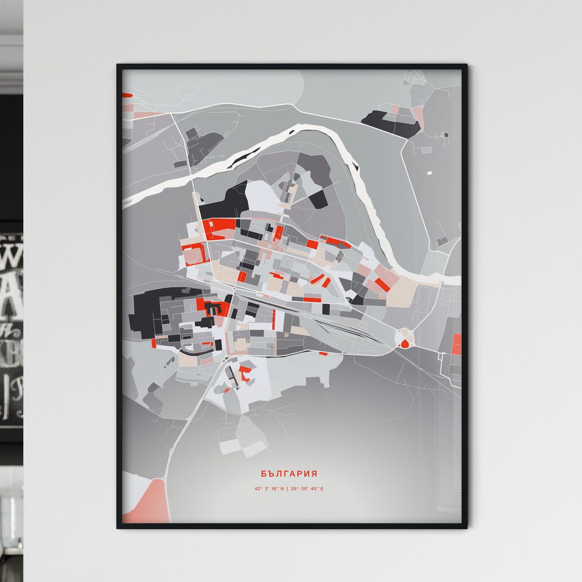 Colorful DIMITROVGRAD BULGARIA Fine Art Map Modern