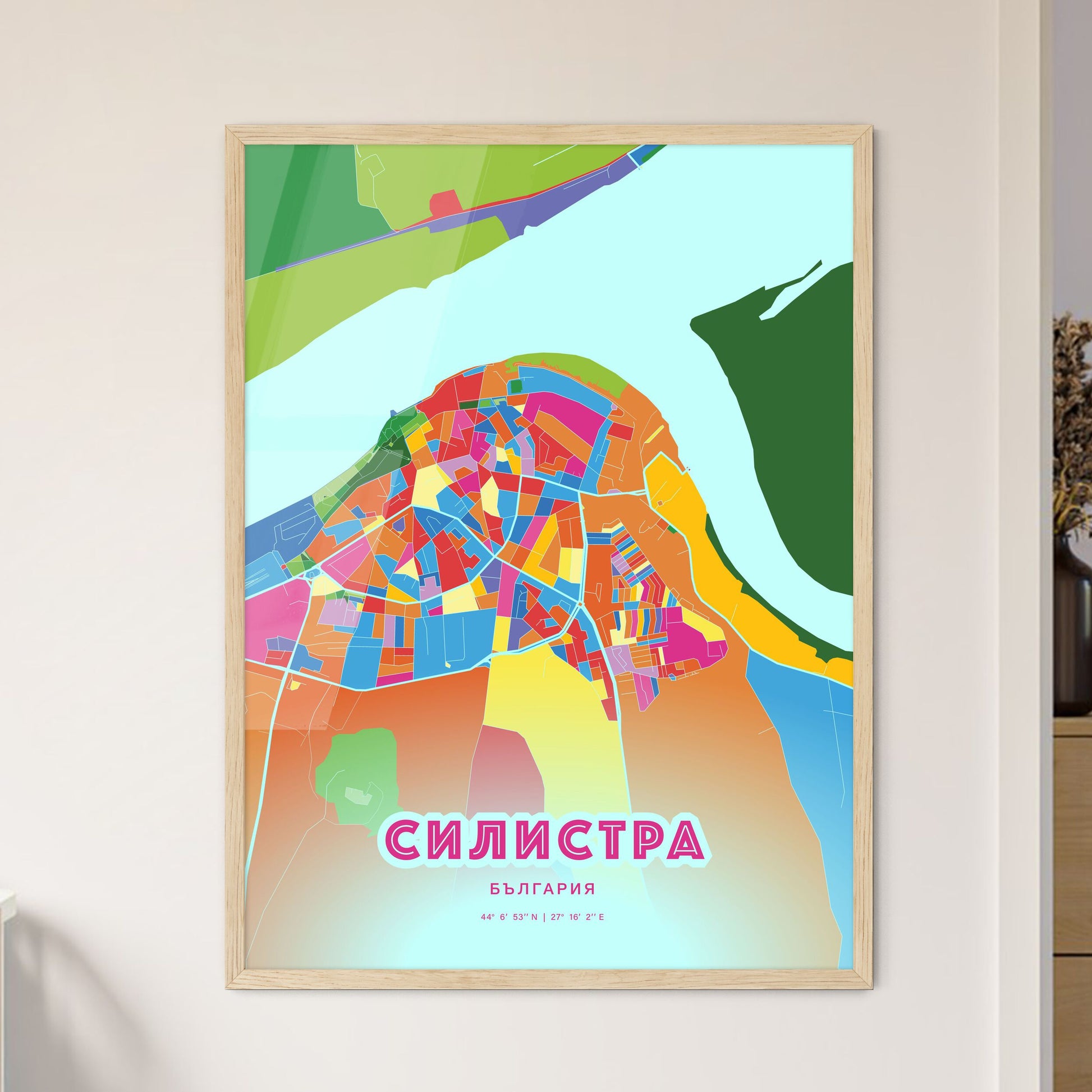 Colorful SILISTRA BULGARIA Fine Art Map Crazy Colors