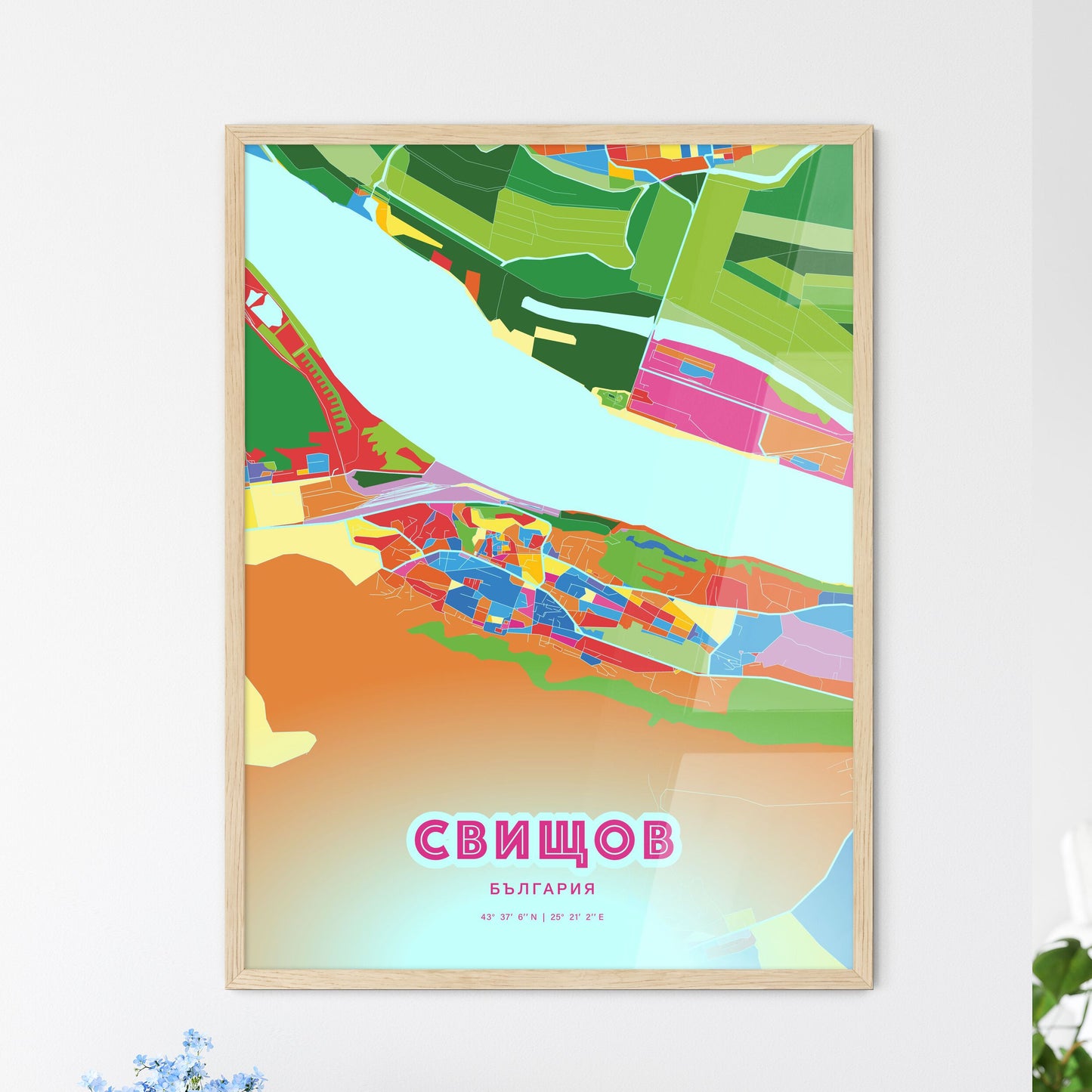 Colorful SVISHTOV BULGARIA Fine Art Map Crazy Colors