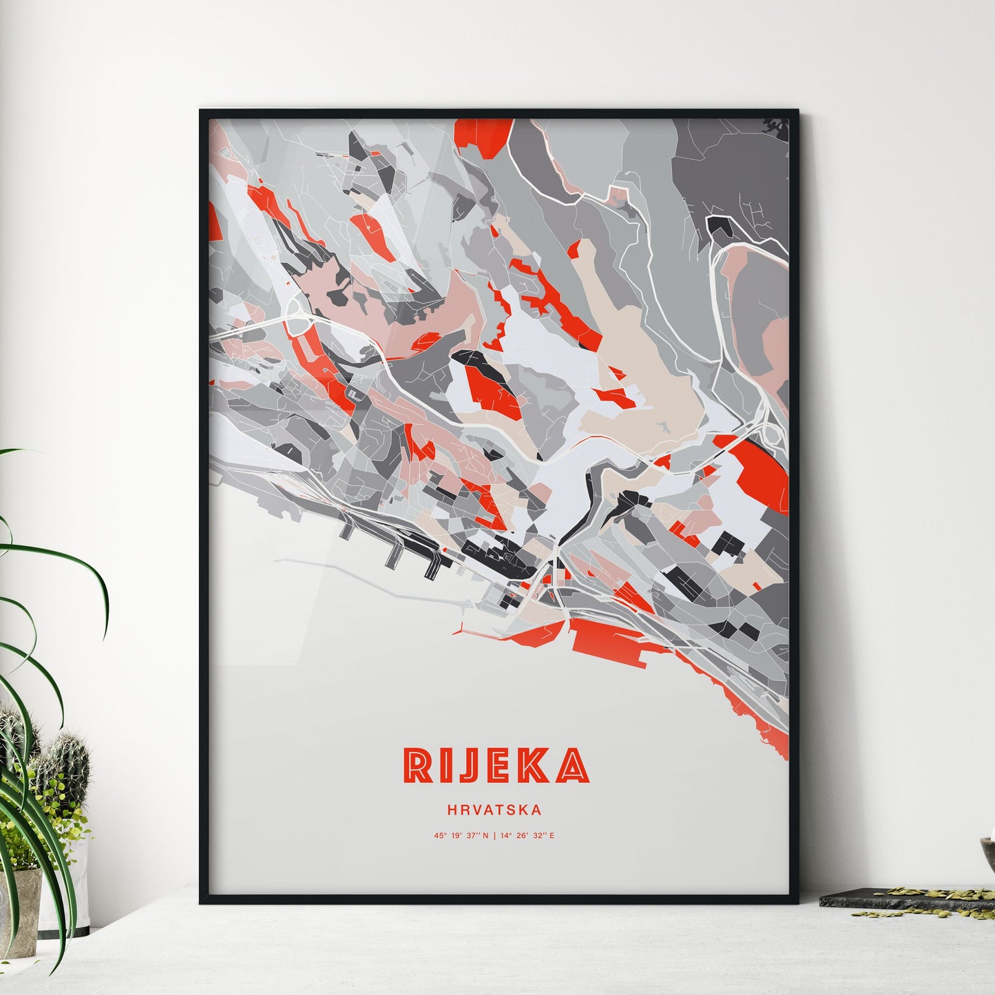 Colorful RIJEKA CROATIA Fine Art Map Modern