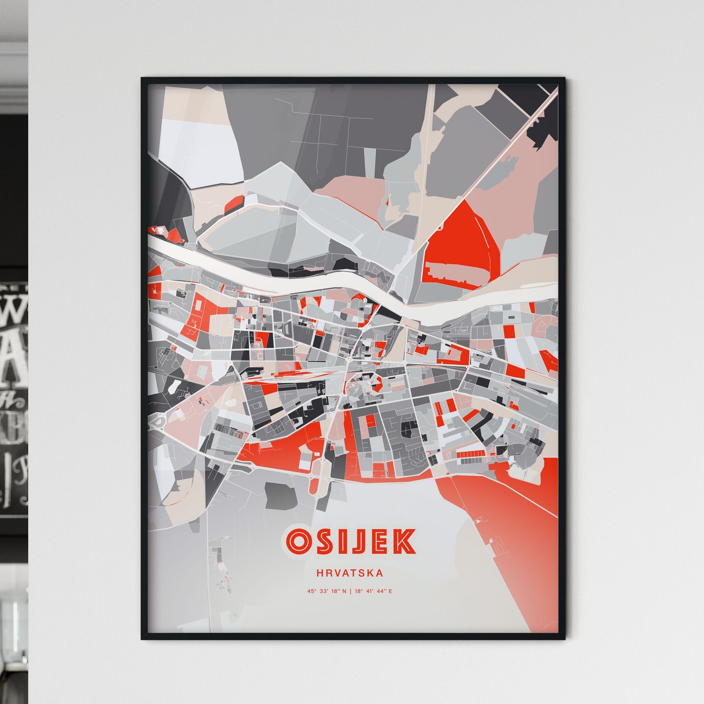 Colorful OSIJEK CROATIA Fine Art Map Modern