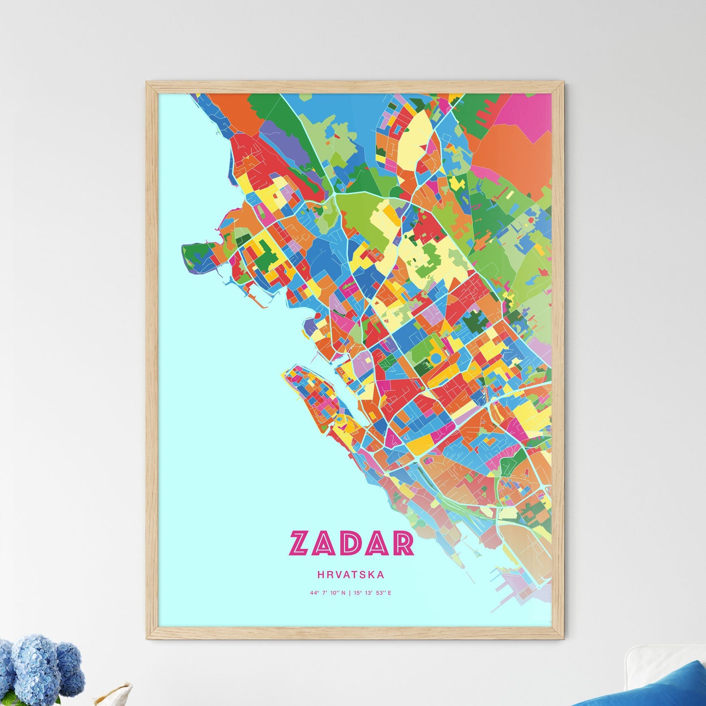 Colorful ZADAR CROATIA Fine Art Map Crazy Colors