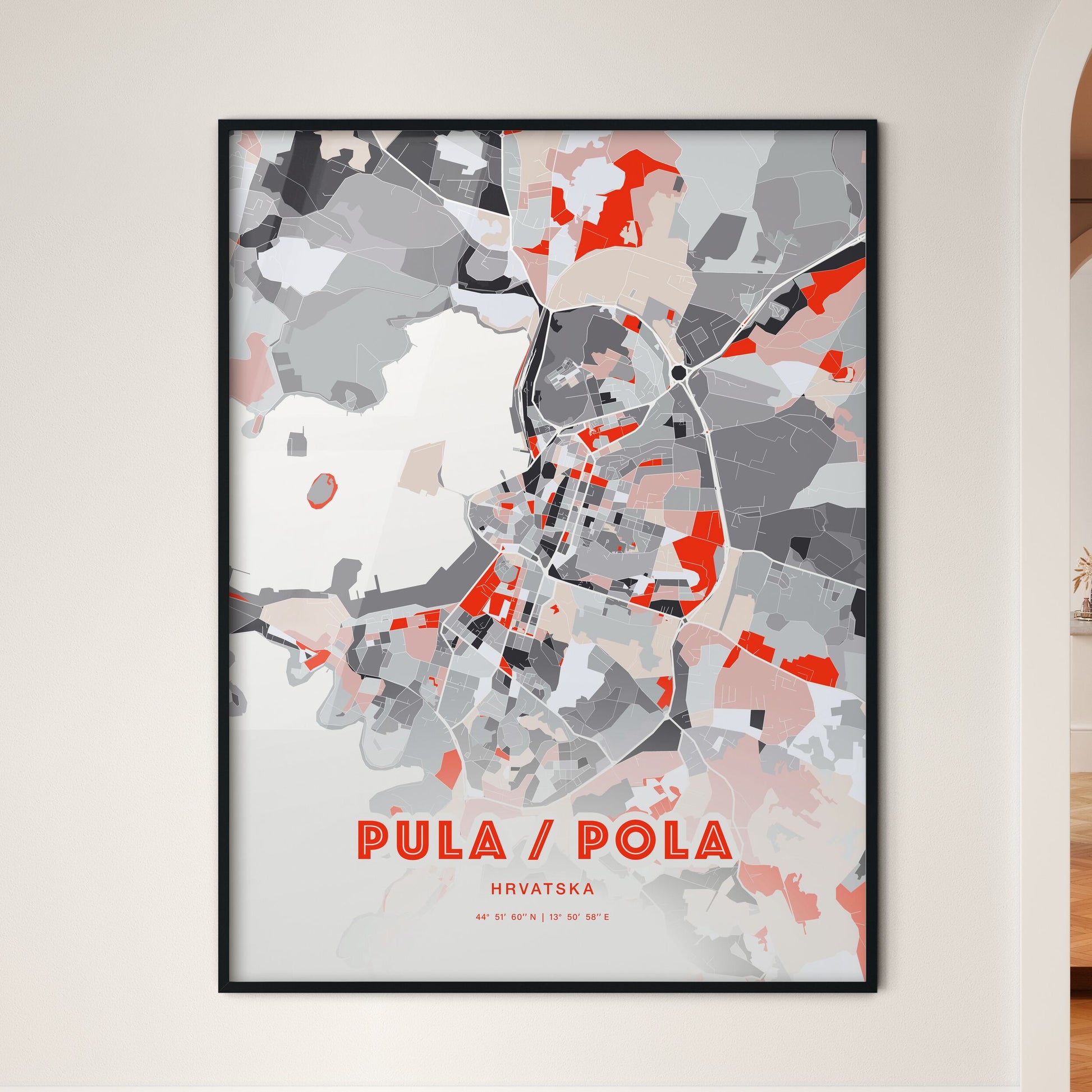 Colorful PULA/POLA CROATIA Fine Art Map Modern