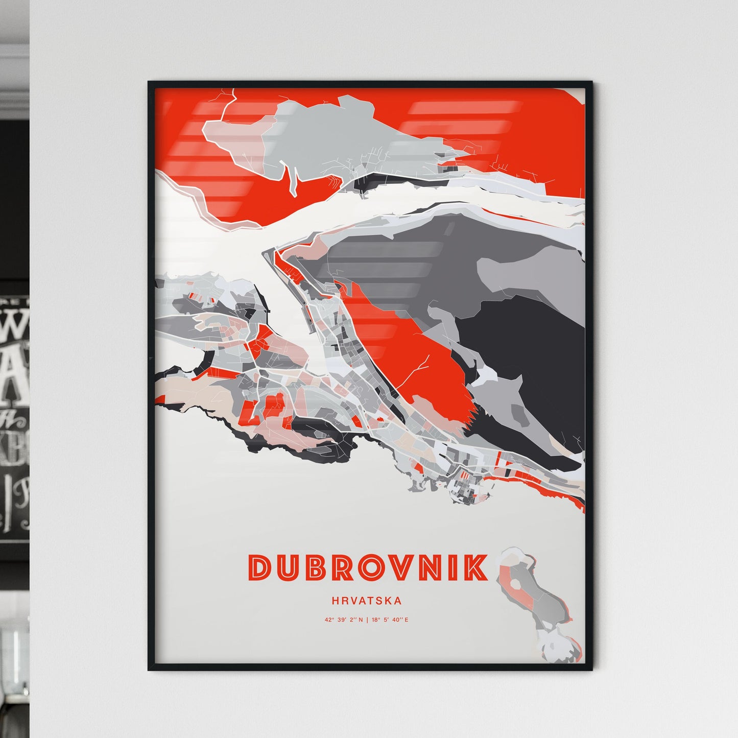 Colorful DUBROVNIK CROATIA Fine Art Map Modern