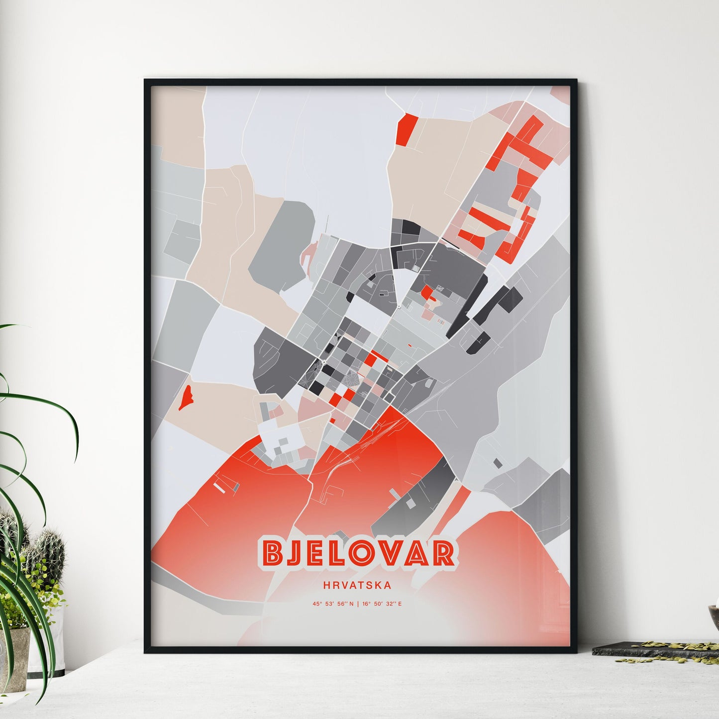 Colorful BJELOVAR CROATIA Fine Art Map Modern